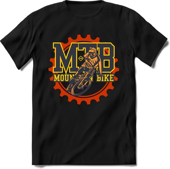Mountainbike Gear | TSK Studio Mountainbike kleding Sport T-Shirt | Oranje - Geel | Heren / Dames | Perfect MTB Verjaardag Cadeau Shirt Maat S