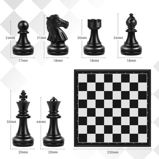 Thumbnail van een extra afbeelding van het spel Schaakspel, magnetisch, inklapbaar schaakbord, voor kinderen vanaf 6 jaar