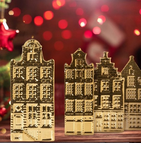 Huisjes decoratie set van 3 - Holland souvenir - gouden woonaccessoires -  relatie... | bol
