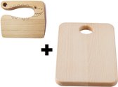 Kindermes Bamboe met Snijplank Krokodil | Kiddikutter | Kinderbestek | Eco-Friendly Handmade Houten Mes