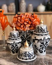 Handmade trio vazenset zwart bloemen | Decoratie artikel | Geschenktip | Cadeautip | Best choice  | Moederdag | Moederdag cadeautje | Moederdag geschenkset