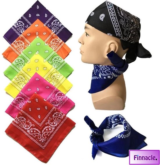 Finnacle - Hip Hop Bandana 100% Katoen Bandana Licht blauw Vierkante Sjaal 50cm * 50cm Hoofdband Boerenzakdoek Voor vrouwen/Mannen/Jongens/Meisjes van Finnacle — afbeelding 3