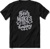 Beer makes me happy | Feest kado T-Shirt heren - dames | Ijsblauw | Perfect drank cadeau shirt |Grappige bier spreuken - zinnen - teksten