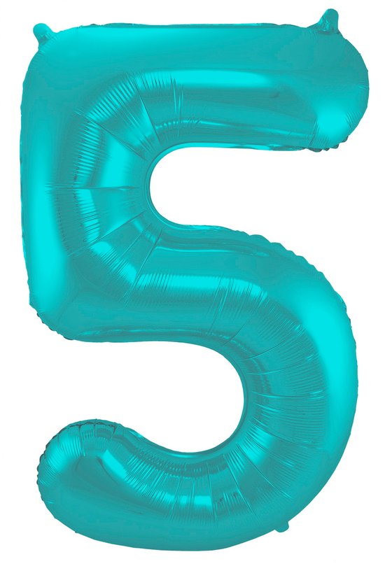 Folieballon 5 jaar metallic pastel aqua mat 86cm