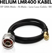 Helium Antennekabel - LMR 400 / lmr400- 1 meter - Low Loss Kabel - Helium Miner - Lora - N-Male to RP SMA Male - Helium Antenne