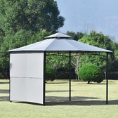 Merax Tuinpaviljoen met Luifel - 3x3 m Partytent Opvouwbaar - Tuintent - Festival Tent - Grijs