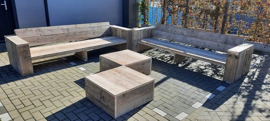 Loungeset ''Garden XXL Basic '' van Gebruikt steigerhout - 345x345cm - 8  persoons | bol.com