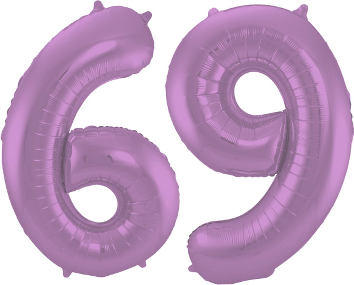 Folieballon 69 jaar metallic paars 86cm