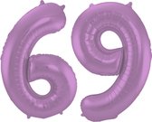 Folieballon 69 jaar metallic paars 86cm