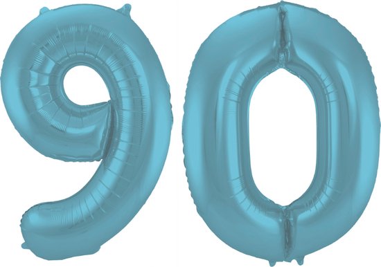 Folieballon 90 jaar metallic pastel blauw mat 86cm