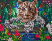 Diamond painting 40 x 50 cm crystal art partial ronde steentjes -  White tiger temple