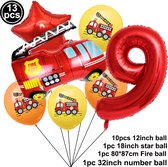 Brandweerwagen Folie ballonen set 7 delig brandweerwagen Nummer 9