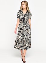 LOLALIZA Maxi hemdjurk met print - Zwart - Maat 38