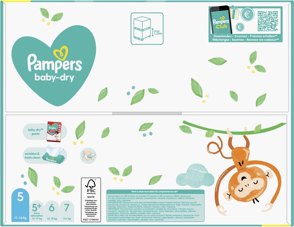 Pampers - Bébé Dry - Taille 5 - Mega Pack - 82 couches