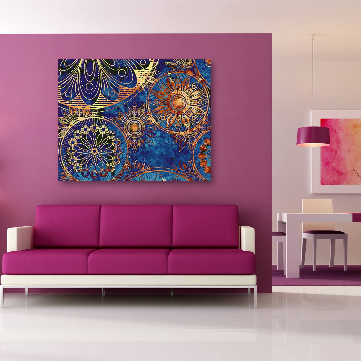 Schilderen Op Nummer Volwassenen DIY Paint By Number Compleet Hobby Pakket op Frame met Vernis - ®Arty Bee - Golden Mandalas 50x40cm — afbeelding 4