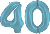 Folieballon 40 jaar metallic pastel blauw mat 86cm