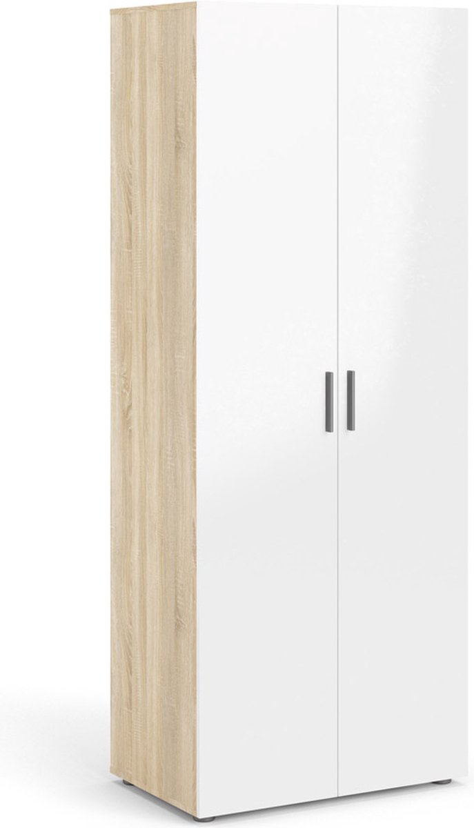 Giga Living Kledingkast Pepe - Naturel/Wit Hoogglans - 79x52x201cm