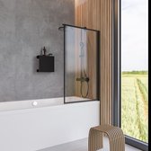 Schulte badwand - 1 delig 80x140cm - mat zwart - helder - veiligheidsglas met Decor Frame - trend