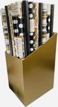 Consumentenbox Inpakpapier 50 rollen Zwart Wit Goud- Breedte 70 cm - 2m lang