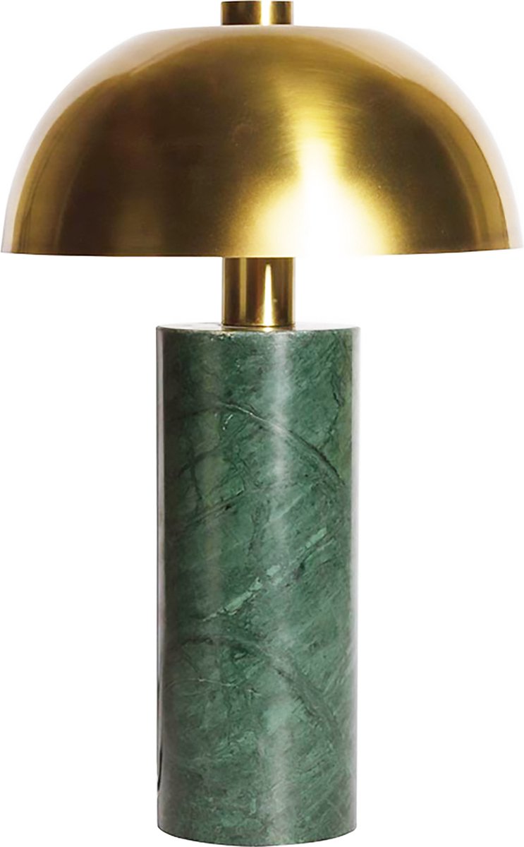 Tafellamp groen marmer met messing kap