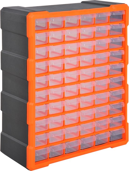 Box koffer workshop koffer organisator lades organizer gereedschaprek rek rek schroeven kunststof zwart transparant 40 x 20 x 39,2 cm