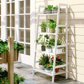 Boekenplank-Ladder Boekenplank- 4-Tier-Bamboe-wit