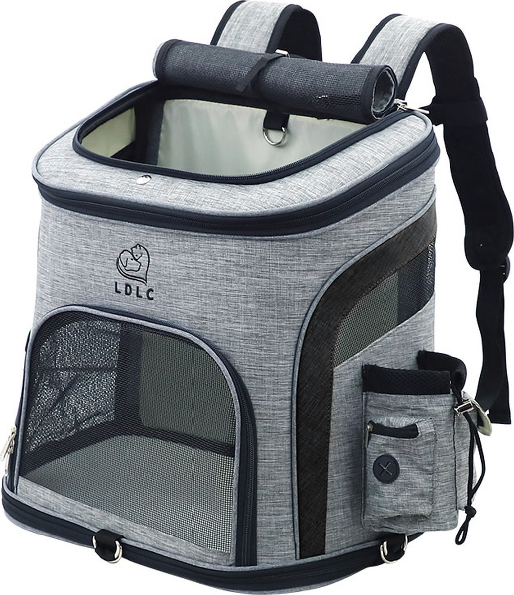 Bol.com Draagtas en Rugzak (M) voor dieren - katten en honden - Zwart/Grijs - Maat M - Huisdier - Transportbox - Pet Carrier - R... aanbieding