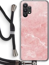 Case Company® - Samsung Galaxy A32 5G hoesje met Koord - Roze marmer - Telefoonhoesje met Zwart Koord - Bescherming aan alle Kanten en Over de Schermrand