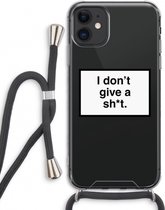 Case Company® - iPhone 11 hoesje met Koord - Don't give a shit - Telefoonhoesje met Zwart Koord - Extra Bescherming aan alle Kanten en Over de Schermrand