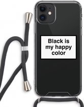 Case Company® - iPhone 11 hoesje met Koord - Black is my happy color - Telefoonhoesje met Zwart Koord - Extra Bescherming aan alle Kanten en Over de Schermrand