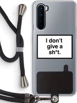 Case Company® - OnePlus Nord hoesje met Koord - Don't give a shit - Telefoonhoesje met Zwart Koord - Bescherming aan alle Kanten en Over de Schermrand