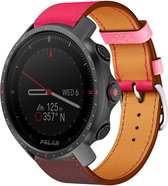 Lederen smartwatch bandje - geschikt voor Polar Grit X / Grit X Pro / Vantage M / M2 / V3 - knalroze/roodbruin