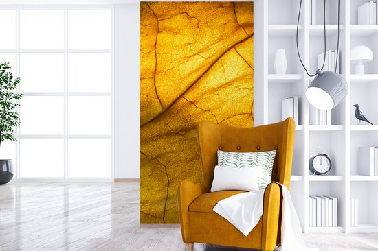 Papier Peint - Papier Papier peint photo Feuilles - Structure - Jaune - Largeur 120 cm x Hauteur 240 cm