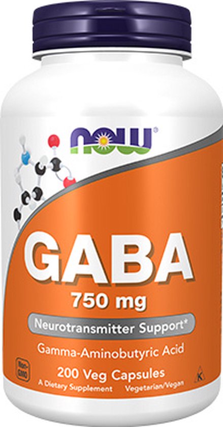 Now Foods GABA Capsules - 750 mg - 200 Vegan Capsules