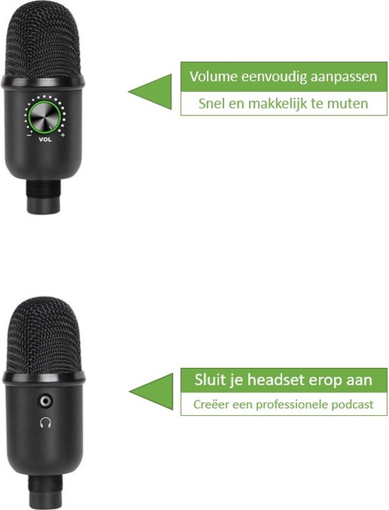 Nor-tec Microfoon met statief - Podcast microfoon - HOGE KWALITEIT - Gaming microfoon - Steam microfoon - Voor PC Xbox PS4 PS5 Macbook - Zwart - Plug & Play - Nor Tec