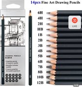 14 grafiet Teken potloden van HB tot 12 B