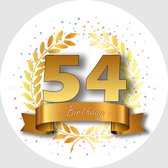 24x Verjaardag ronde stickers 54 jaar - Happy Birthday Feest Stickervellen Kinderen Volwassenen Cadeau Sticker