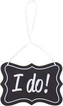 Deurhanger met tekst "I Do!" - Zwart / Wit - Hout - 20 x 13 cm - Trouwen - Married - Hanger - Hal accessoire - Accessoire