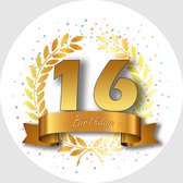 24x Verjaardag ronde stickers 16 jaar - Happy Birthday Feest Stickervellen Kinderen Volwassenen Cadeau Sticker