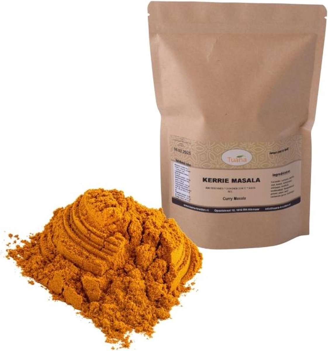 Goedkoopste Tuana Kruiden - Kerrie Masala - Zak 1000 Gram - Kruiden Zonder Zout - KZ0128