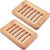 Monno Zeepbakje - Bamboe - Badkamer Accessoires - Zeephouder - 2 Stuks