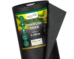 Moorland Gardur - Anti Onkruiddoek Tuin 1m x 50m (50m²) Zwart - Antiworteldoek UV-licht bestendig, Waterdoorlatend voor Tuin, Terras & Bloembed