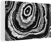 Canvas Schilderij Marmer - Zwart - Cirkel - 30x20 cm - Wanddecoratie