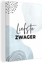 Canvas Schilderij Spreuken - 'Liefste zwager' - Quotes - Blauw - 30x40 cm - Wanddecoratie