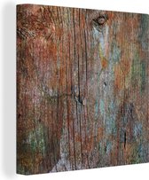 Canvas Schilderij Industrieel - Plank - Hout - Roest - 50x50 cm - Wanddecoratie