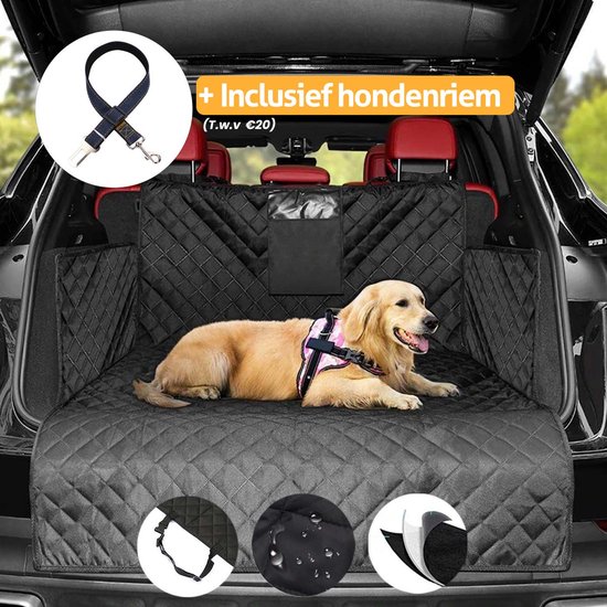 Hondendeken auto achterbank – Kofferbak beschermhoes hond – Hondenkussen – Hondenmat – Autohoes – Waterdicht & Antislip – Zwart