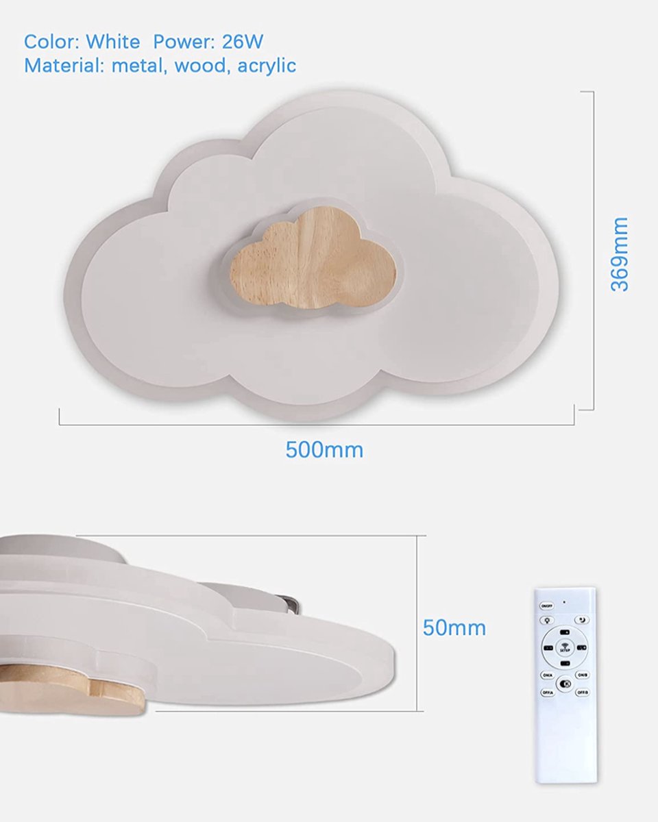 Plafonnier LED Lampe moderne pour enfants salon Lampe de chambre d'enfants  Plafonnier Plafonnier nuage Bois Gradation en continu avec télécommande  Avec fonction veilleuse Plafonnier de chambre,50cm : : Luminaires  et Éclairage