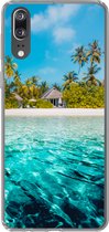 Geschikt voor Huawei P20 hoesje - Strand - Palmbomen - Zee - Siliconen Telefoonhoesje