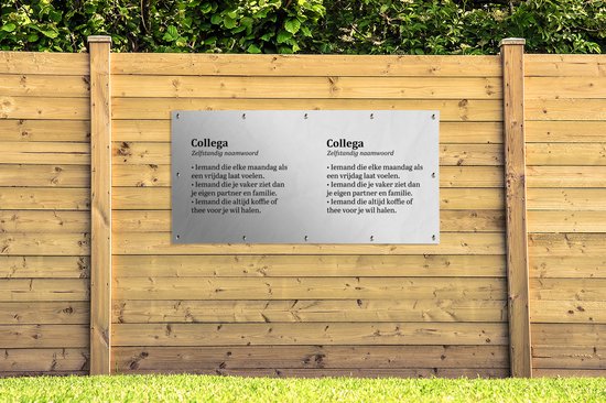 Décoration murale d'extérieur Citations - Proverbes - 'Colègue' - 160x80 cm - Toile de jardin - Poster extérieur