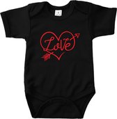 Rompertjes baby met tekst - Love Heart - Romper zwart - Maat 62/68